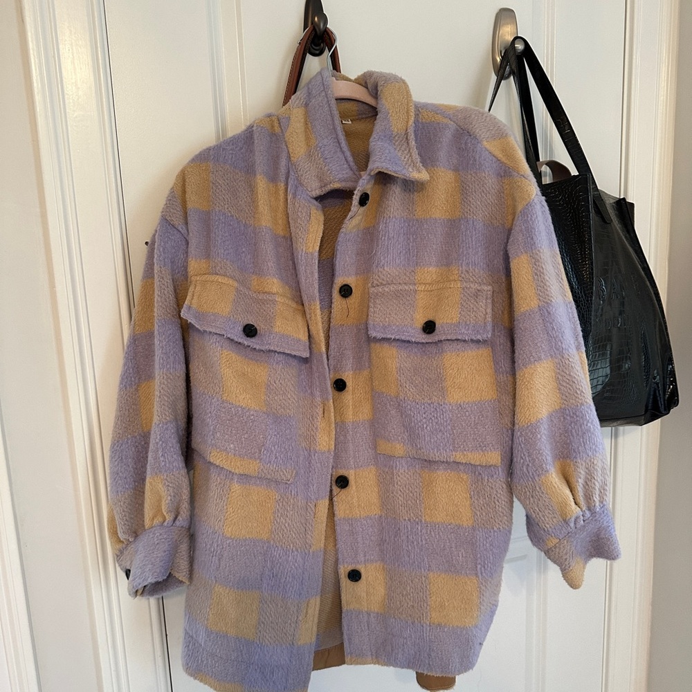 Purple and Tan Soft Outdoor Jacket Size XS but fits a L